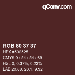 Color code: RGB 80 37 37 | qconv.com