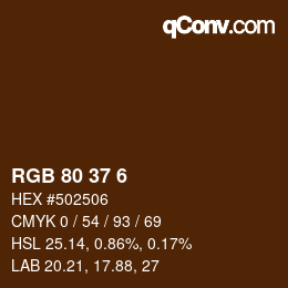 Color code: RGB 80 37 6 | qconv.com