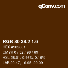 カラーコード: RGB 80 38.2 1.6 | qconv.com