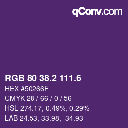 カラーコード: RGB 80 38.2 111.6 | qconv.com