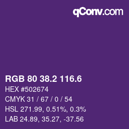 カラーコード: RGB 80 38.2 116.6 | qconv.com