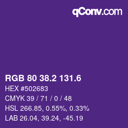 カラーコード: RGB 80 38.2 131.6 | qconv.com