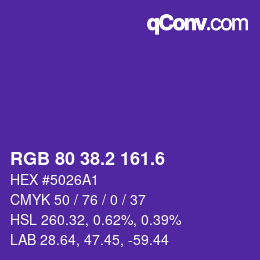 カラーコード: RGB 80 38.2 161.6 | qconv.com