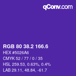 カラーコード: RGB 80 38.2 166.6 | qconv.com
