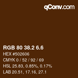 カラーコード: RGB 80 38.2 6.6 | qconv.com