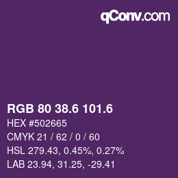 カラーコード: RGB 80 38.6 101.6 | qconv.com