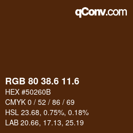 カラーコード: RGB 80 38.6 11.6 | qconv.com