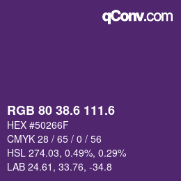 カラーコード: RGB 80 38.6 111.6 | qconv.com