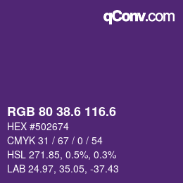 カラーコード: RGB 80 38.6 116.6 | qconv.com
