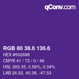 カラーコード: RGB 80 38.6 136.6 | qconv.com