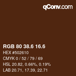 カラーコード: RGB 80 38.6 16.6 | qconv.com