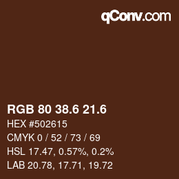 カラーコード: RGB 80 38.6 21.6 | qconv.com