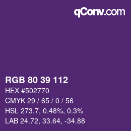 カラーコード: RGB 80 39 112 | qconv.com