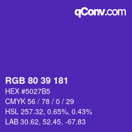 Color code: RGB 80 39 181 | qconv.com
