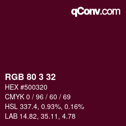 Color code: RGB 80 3 32 | qconv.com