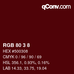カラーコード: RGB 80 3 8 | qconv.com