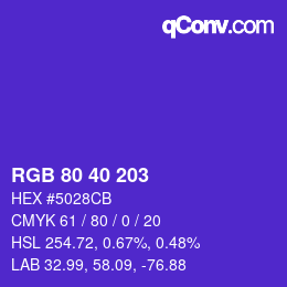 カラーコード: RGB 80 40 203 | qconv.com