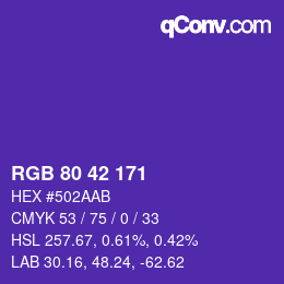 カラーコード: RGB 80 42 171 | qconv.com