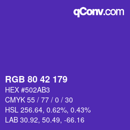 颜色代码: RGB 80 42 179 | qconv.com