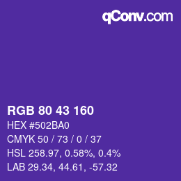 Color code: RGB 80 43 160 | qconv.com