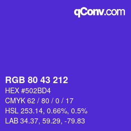 Color code: RGB 80 43 212 | qconv.com