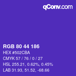 颜色代码: RGB 80 44 186 | qconv.com