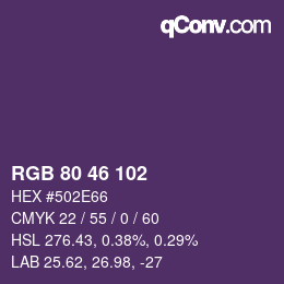 Color code: RGB 80 46 102 | qconv.com