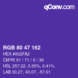 Color code: RGB 80 47 162 | qconv.com