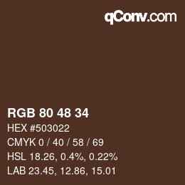 カラーコード: RGB 80 48 34 | qconv.com