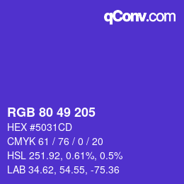 Color code: RGB 80 49 205 | qconv.com