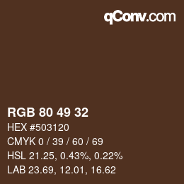 颜色代码: RGB 80 49 32 | qconv.com