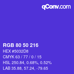 Color code: RGB 80 50 216 | qconv.com