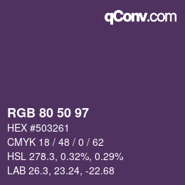 Color code: RGB 80 50 97 | qconv.com