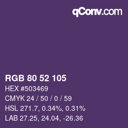 Color code: RGB 80 52 105 | qconv.com