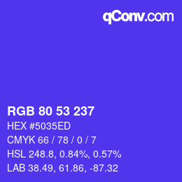 Color code: RGB 80 53 237 | qconv.com