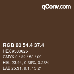 カラーコード: RGB 80 54.4 37.4 | qconv.com