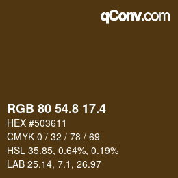 カラーコード: RGB 80 54.8 17.4 | qconv.com