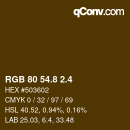 カラーコード: RGB 80 54.8 2.4 | qconv.com