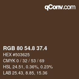 カラーコード: RGB 80 54.8 37.4 | qconv.com