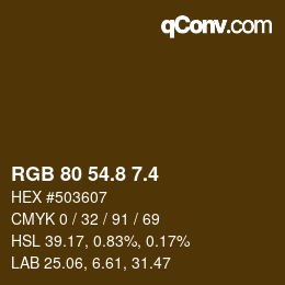 カラーコード: RGB 80 54.8 7.4 | qconv.com