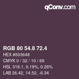 カラーコード: RGB 80 54.8 72.4 | qconv.com