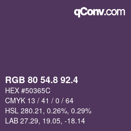 カラーコード: RGB 80 54.8 92.4 | qconv.com