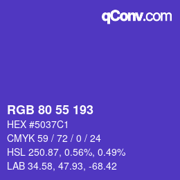 カラーコード: RGB 80 55 193 | qconv.com