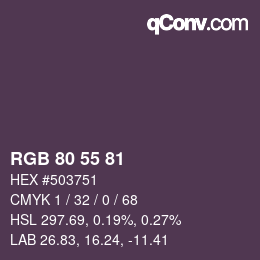 Color code: RGB 80 55 81 | qconv.com
