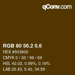 カラーコード: RGB 80 56.2 0.6 | qconv.com