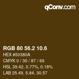 カラーコード: RGB 80 56.2 10.6 | qconv.com