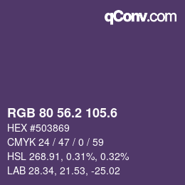 カラーコード: RGB 80 56.2 105.6 | qconv.com