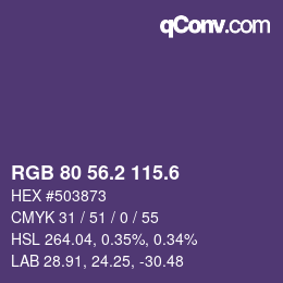 カラーコード: RGB 80 56.2 115.6 | qconv.com