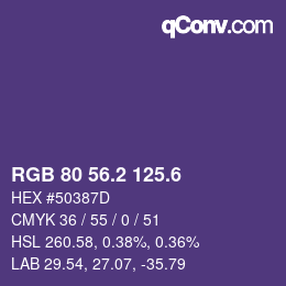 カラーコード: RGB 80 56.2 125.6 | qconv.com