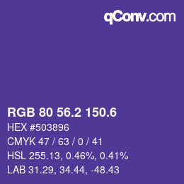 カラーコード: RGB 80 56.2 150.6 | qconv.com